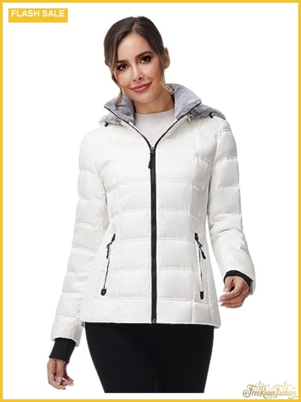 Women's Winter Down Puffer Jacket Faux Fur Lined Hood